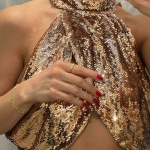 Rose Gold Sequins Halter Top